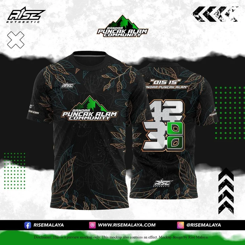 Bandar Puncak Alam community jersey mockup by Rise Authentic